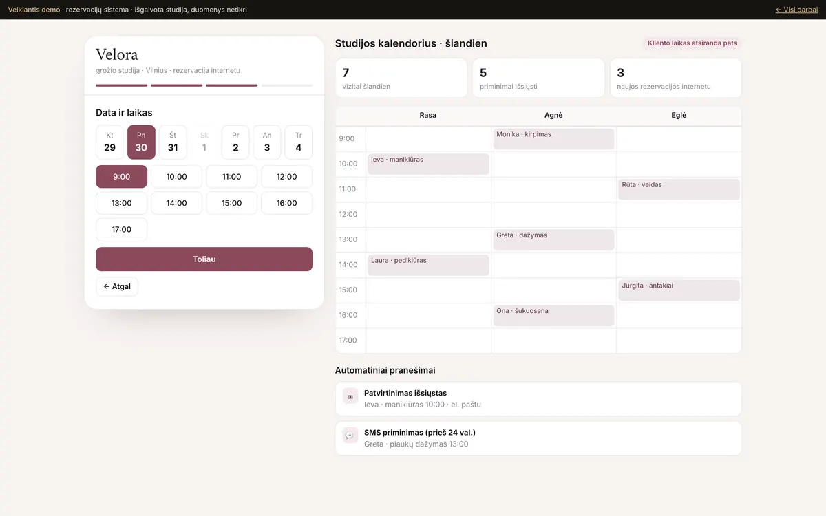 Rezervacijų sistema su priminimais – kompiuteryje