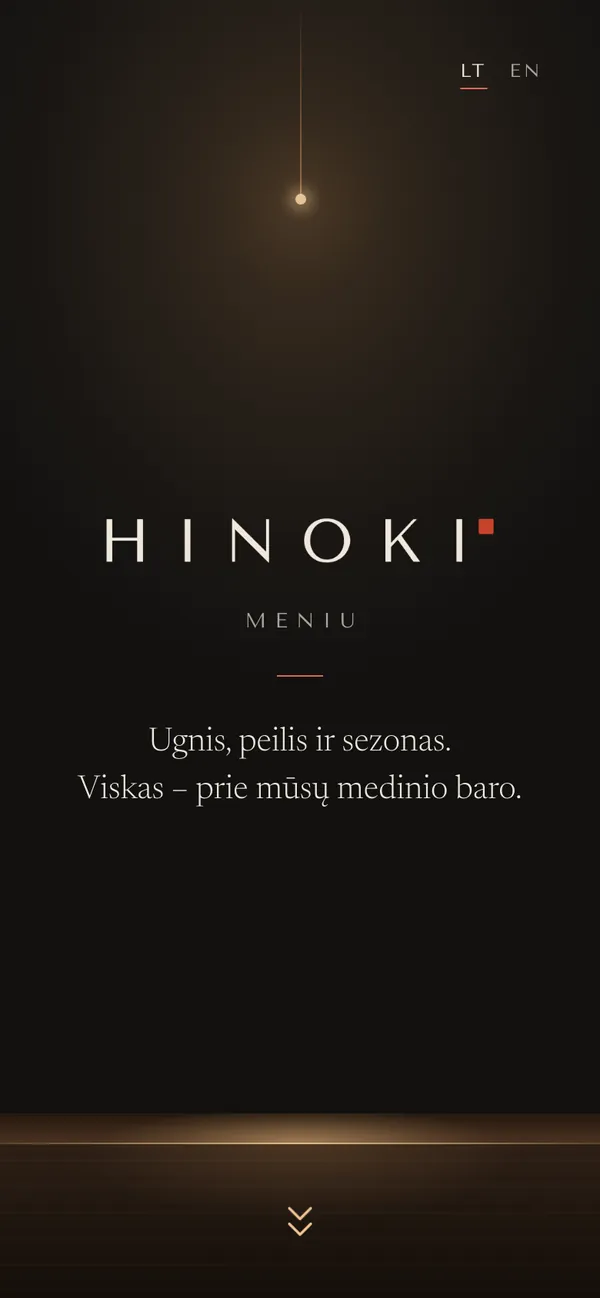 Hinoki – japoniškas meniu – ekranas telefone