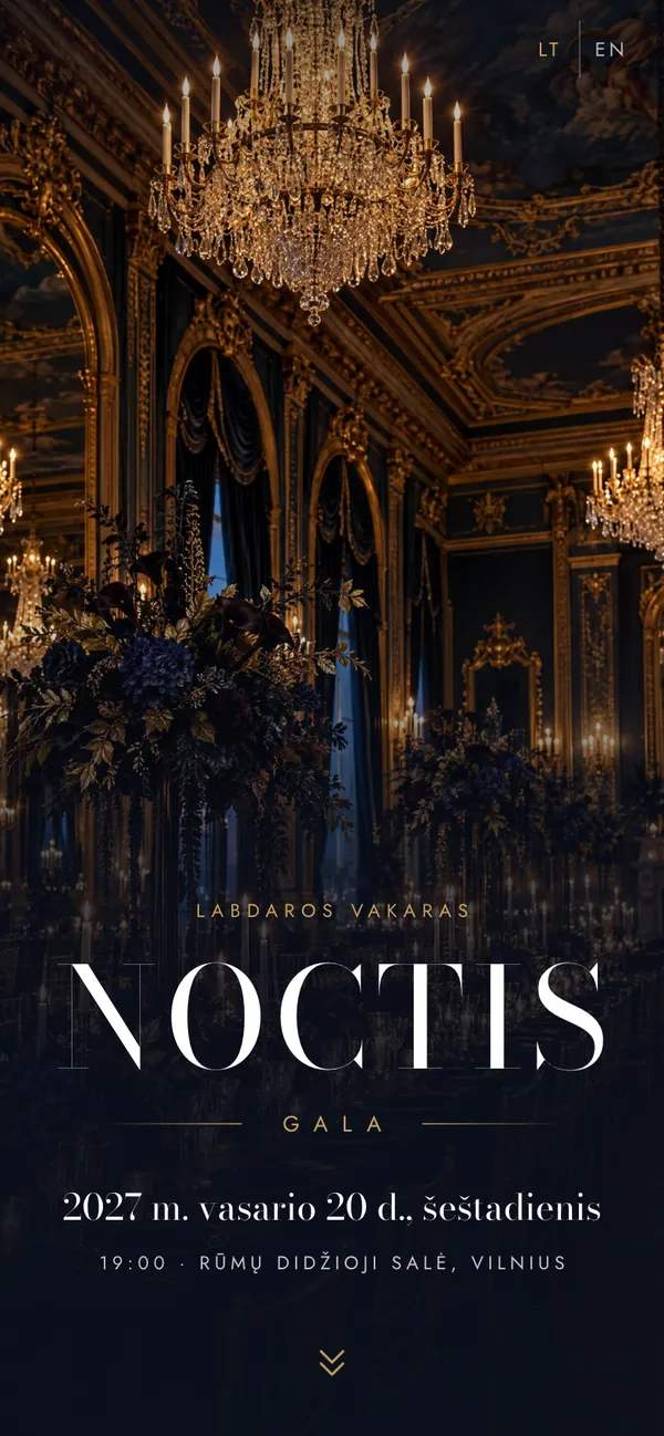 Noctis Gala – renginio programa – ekranas telefone